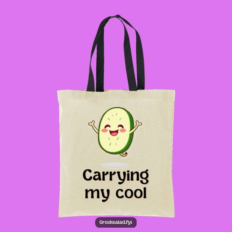 Funny Jumping Cucumber Slice Tote Bag - Spacious & Hilarious Veggie Carryall, Gift