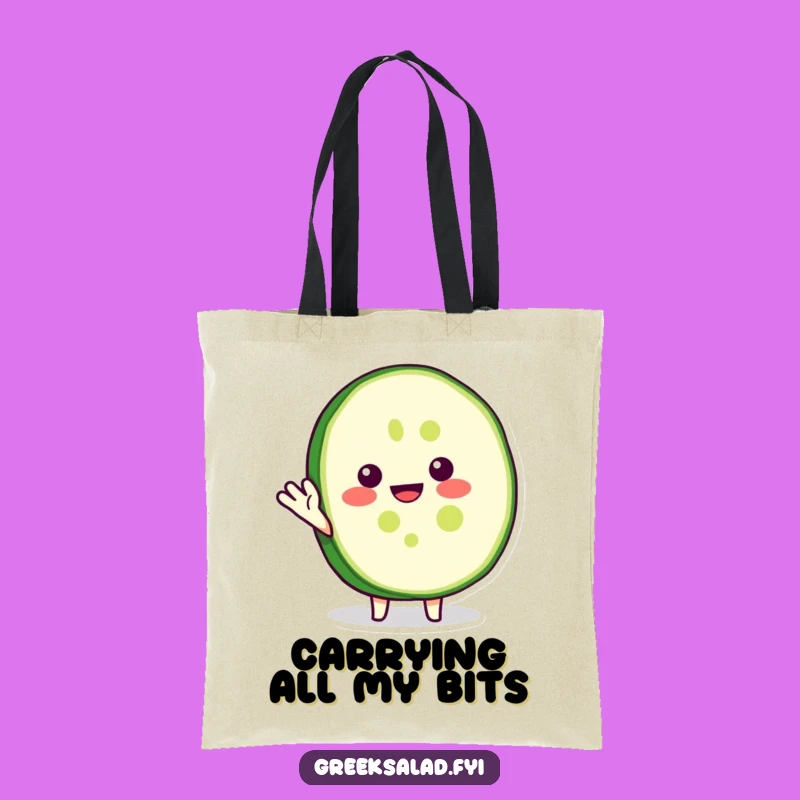Funny Cucumber Tote Bag: Your Cheerful Waving Veggie Carry-All Gift