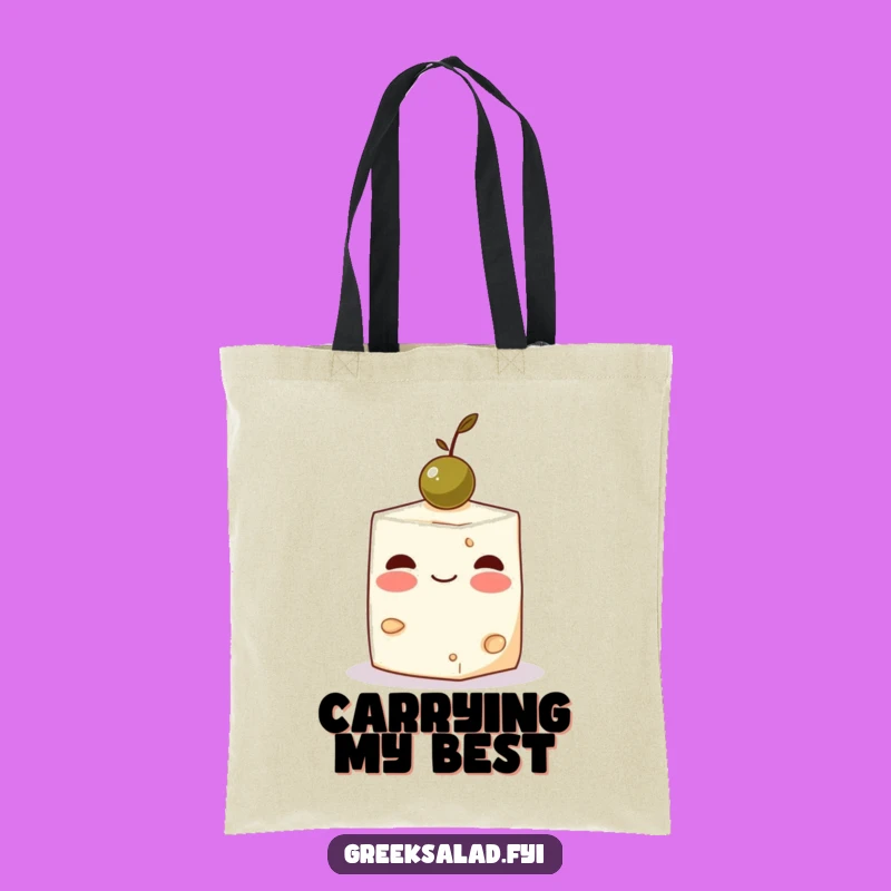Funny Feta Cheese Olive Tote Bag - Chic Foodie Accessory, Whimsical Humor Gift