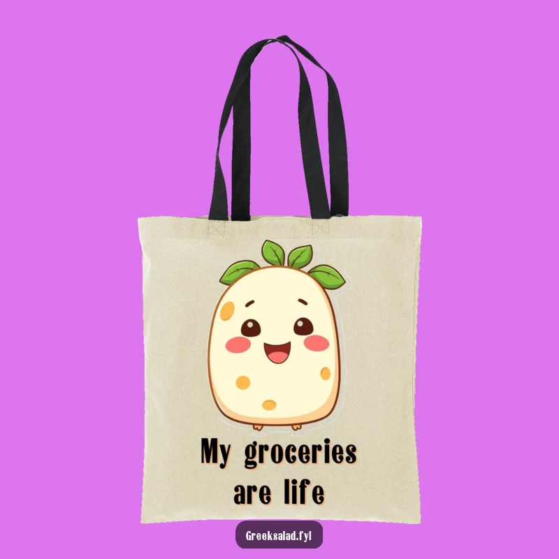Funny Feta Cheese Smiling Tote Bag: Carry Your Cheese Love