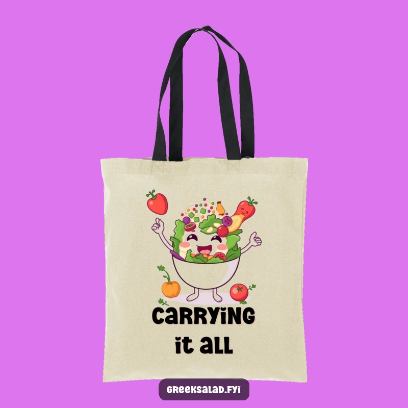 Funny Greek Salad Bowl Tote Bag: Carry Your Essentials with Grace
