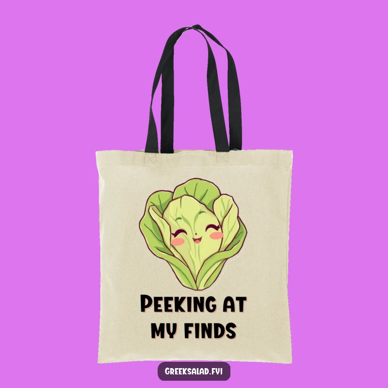 Funny Lettuce Leaf Peeking Tote Bag: Stylish Vegetable Character Carryall, Ideal Funny Gift!