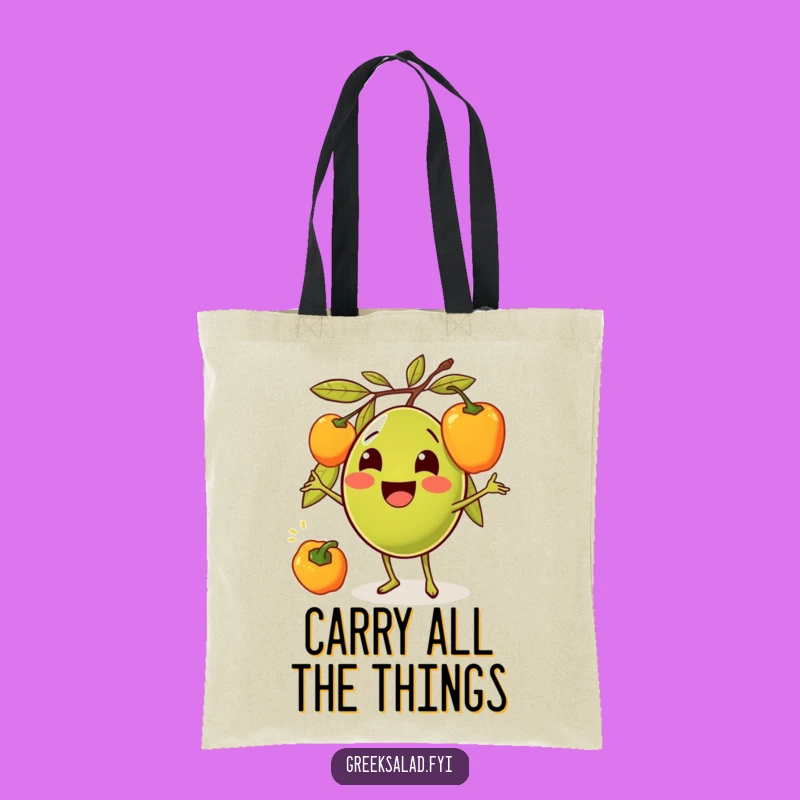 Funny Olive Juggling Peppers Tote Bag: Carry Your Essentials with Hilarious Style