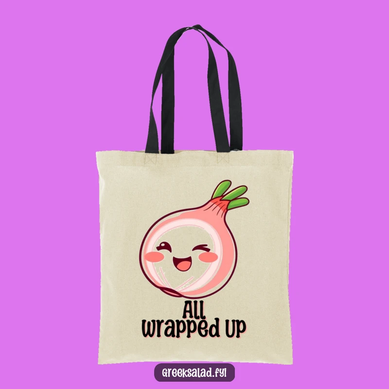 Funny Winking Onion Ring Tote Bag: Carry Your Goods with This Playful Vegetable's Wink